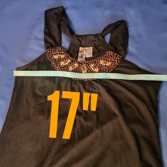 Lster Tee Shirt Dress Wood Beaded Embellishments - Picture 3 of 9